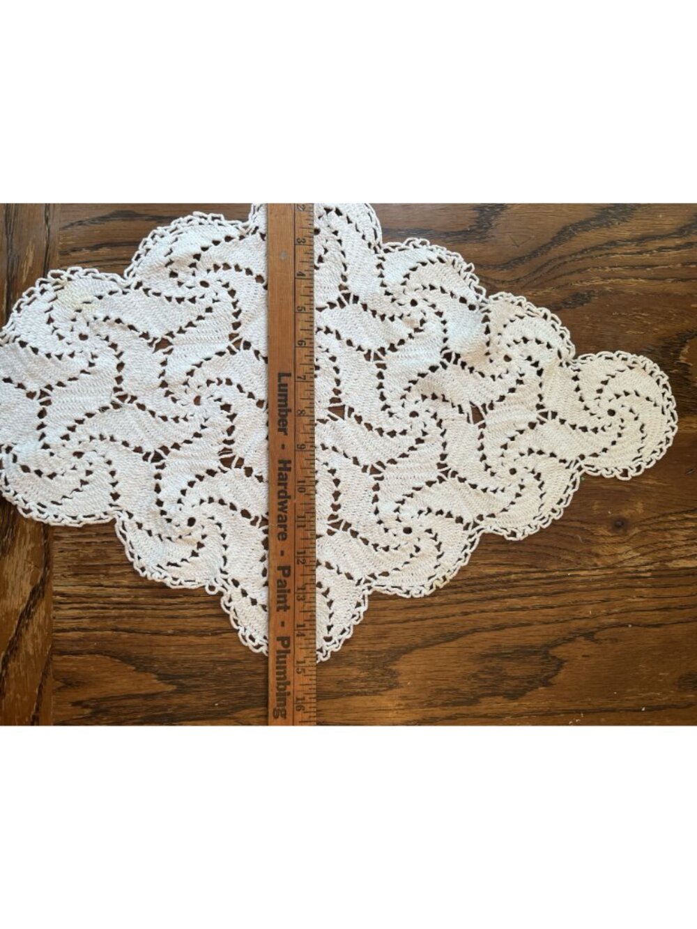 Vintage Handmade Crocheted White Lace Doily With Intricate Swirl Pattern - 23" - Picture 3 of 7